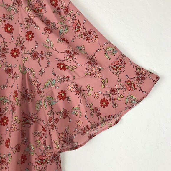 Sanctuary Pink Floral Faux Wrap Top Size Medium Petite - Picture 6 of 7